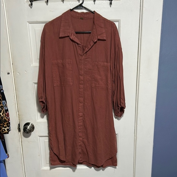 Young Fabulous & Broke Linen Blend Shirtdress. - Picture 1 of 6